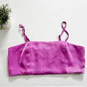 House of Harlow 1960 Satin Crop Top in Purple Pink